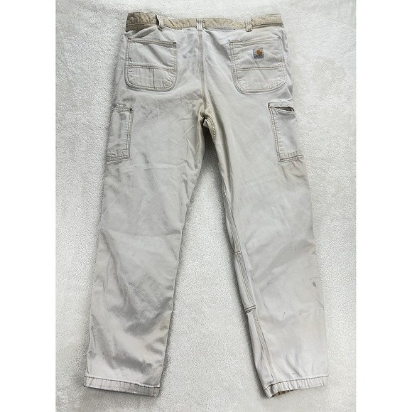 Carhartt Cargo Pants Mens 42x34 Cream Double Knee Distressed Stained "Read"‎ - Picture 10 of 16